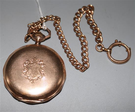 Richard Schendel of Stetton. A gentlemans 14k gold hunter pocket watch and a 14K gold chain